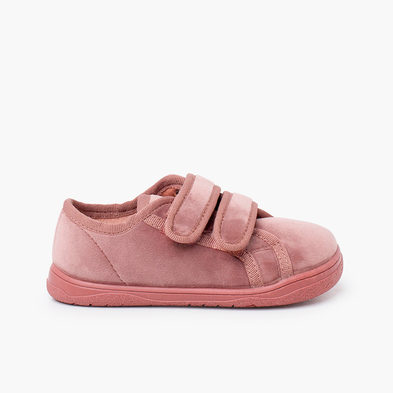 Baskets velours barefoot double scratch Rose Pâle