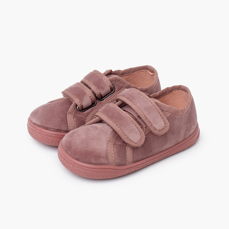 Baskets velours barefoot double scratch Rose Pâle