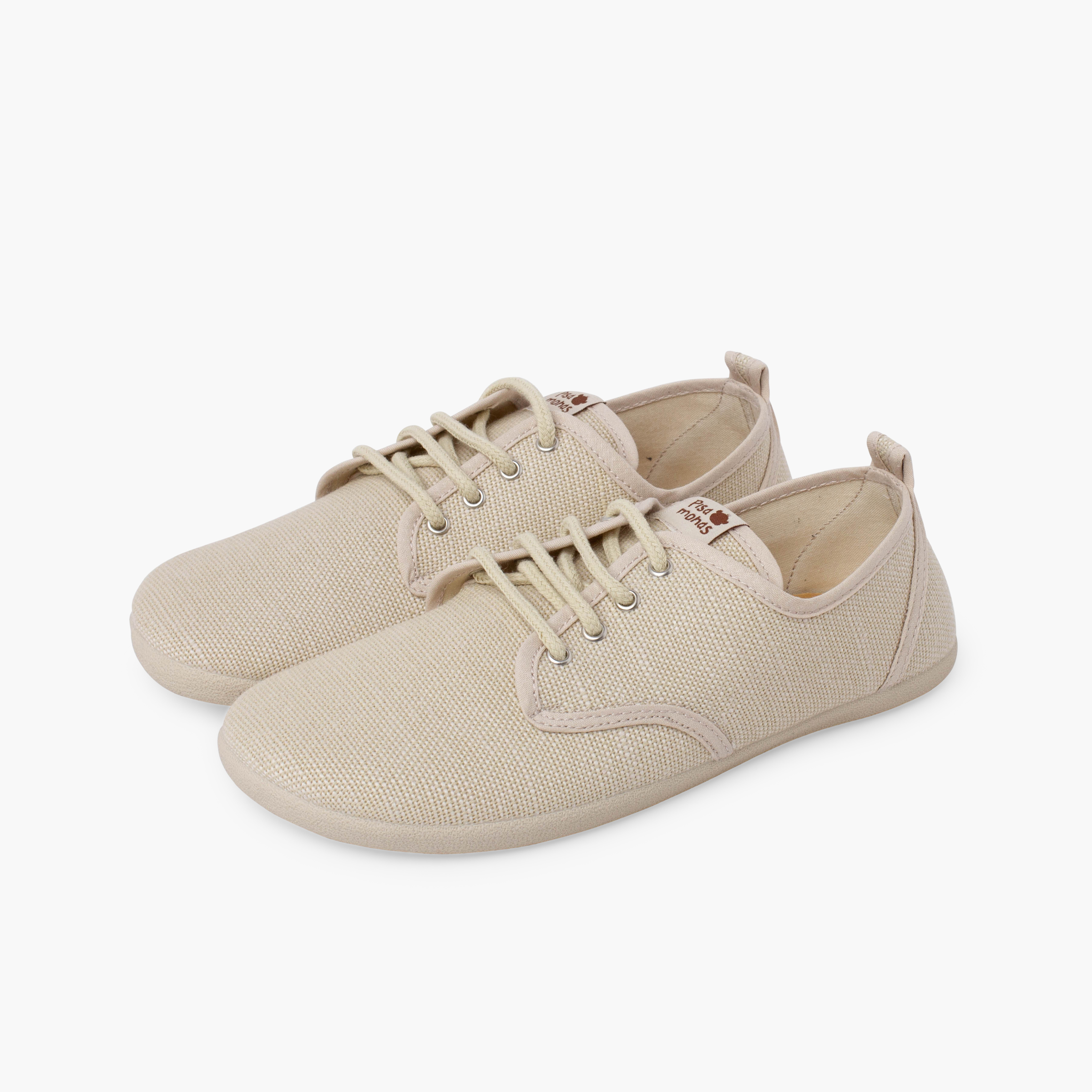 Derbies barefoot lin lacets grandes tailles Écru