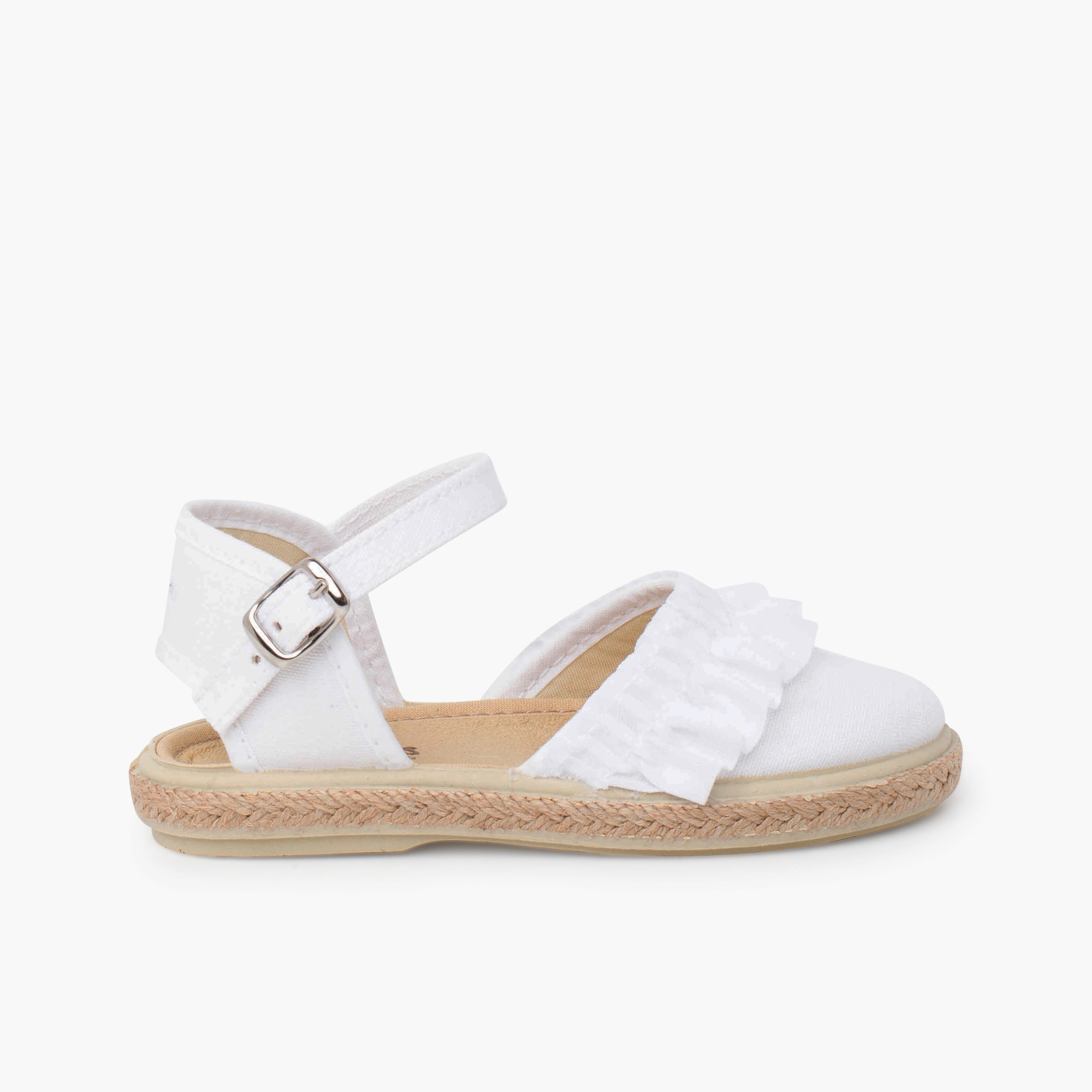 Espadrilles fille volant et boucle Blanc