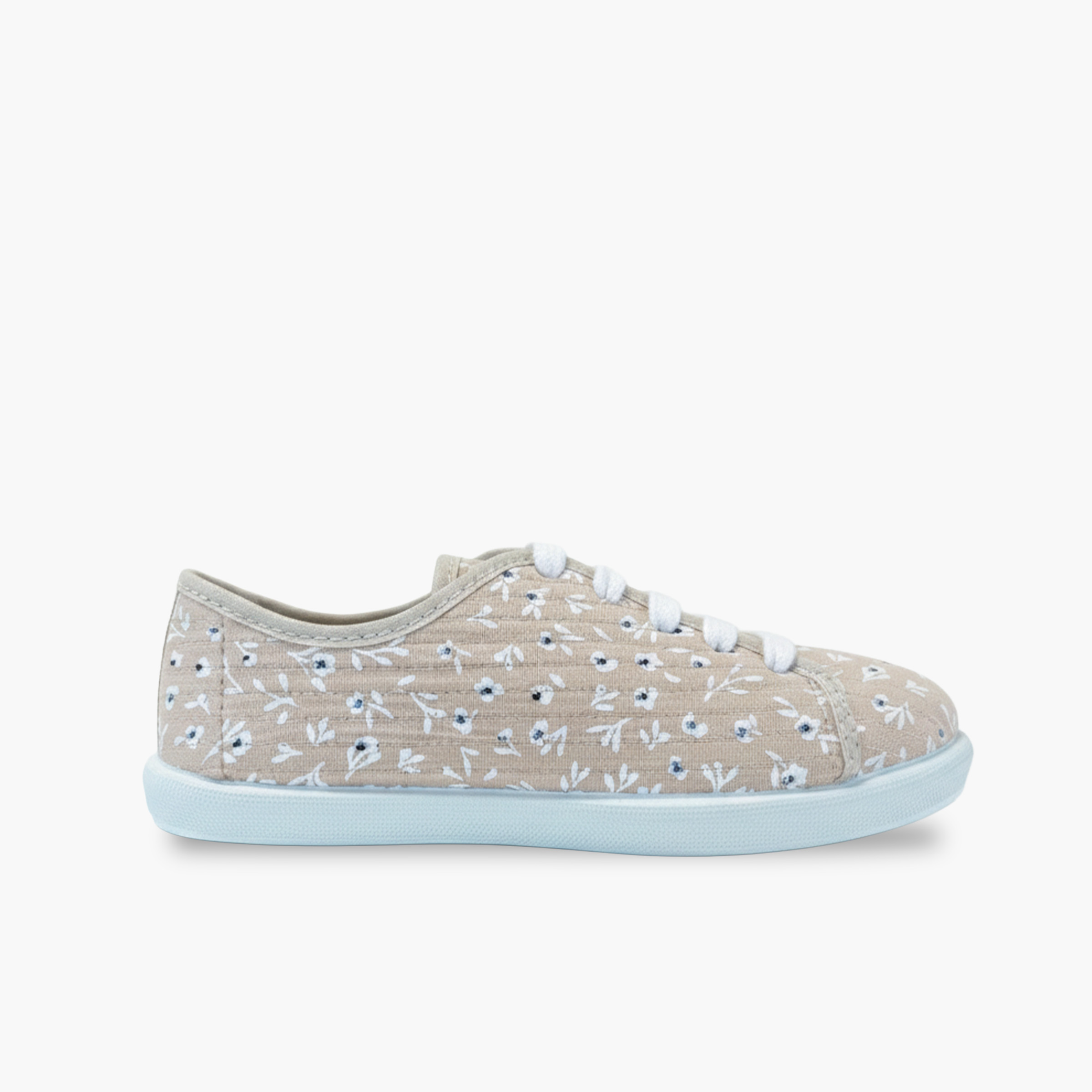 Baskets lacets fille fleurs Beige