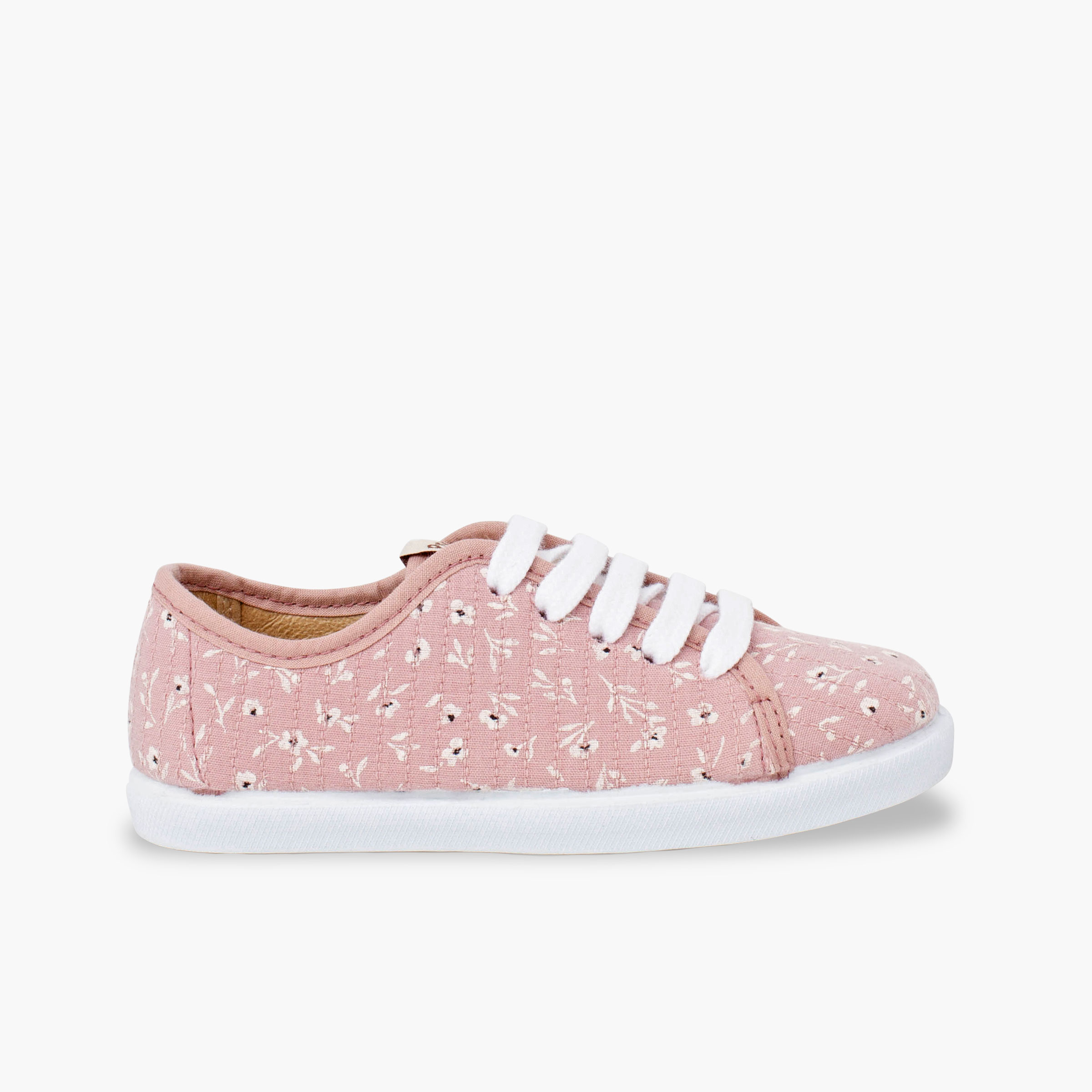 Baskets lacets fille fleurs Rose Claire