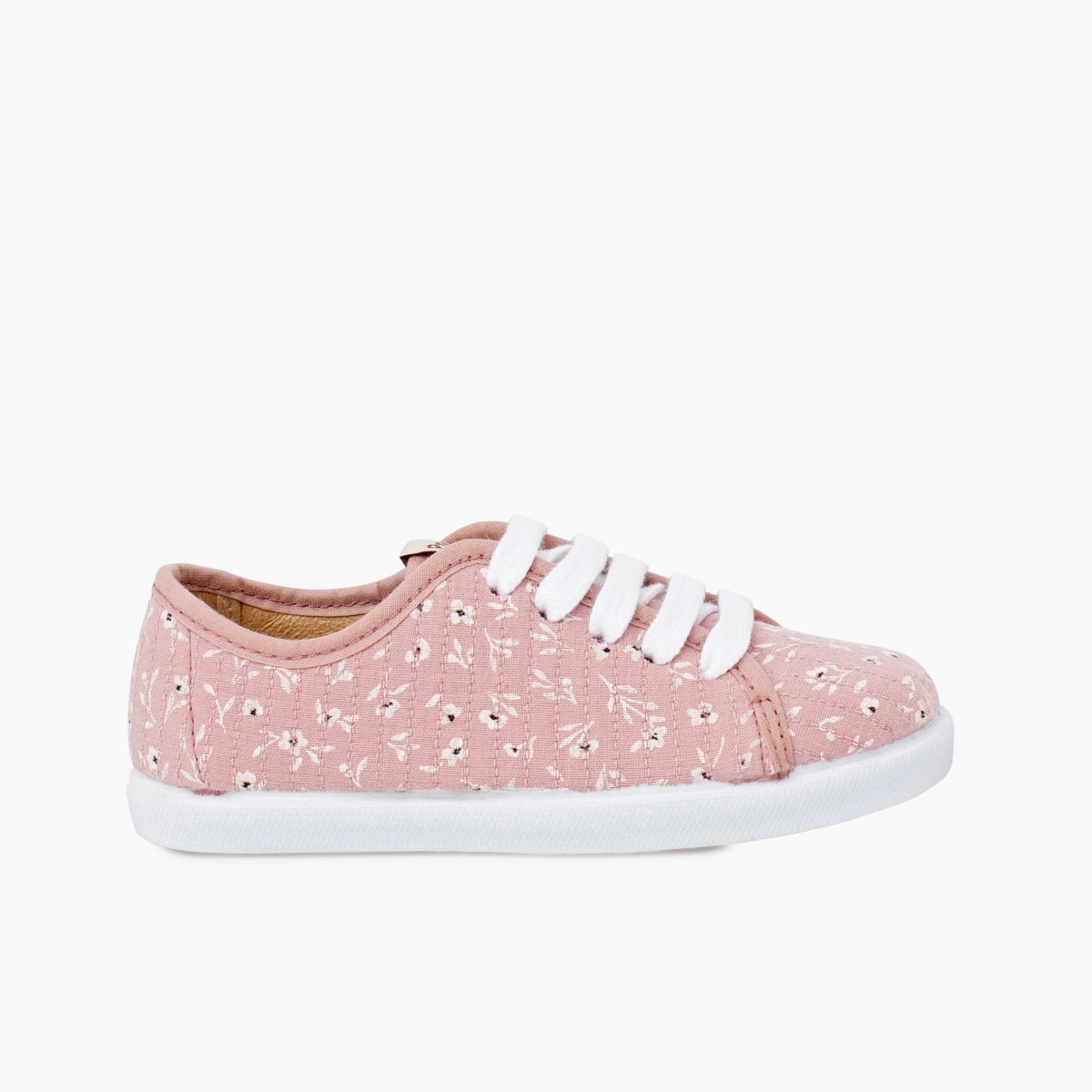 Baskets lacets fille fleurs Rose Claire