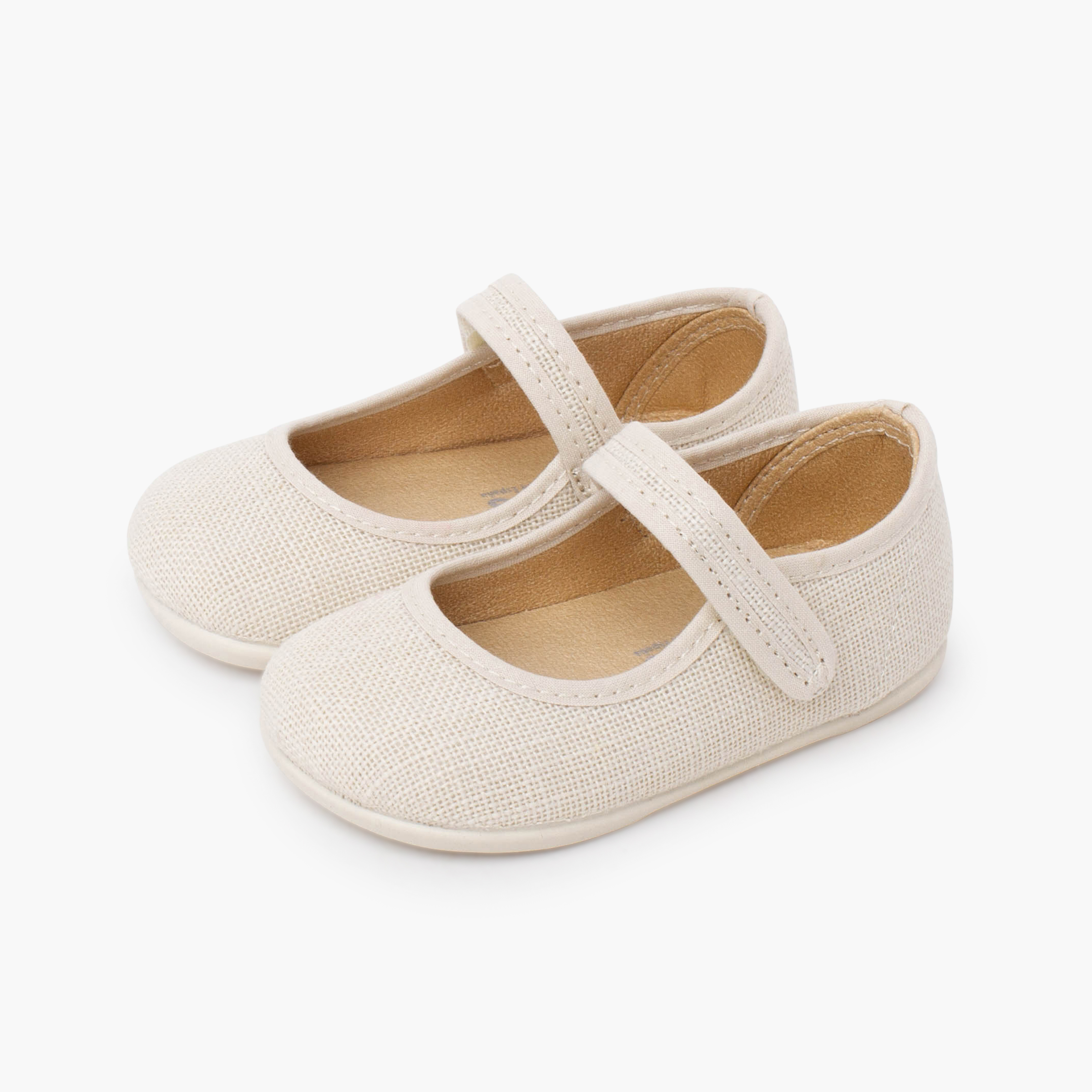 Babies barefoot lin fermeture scratch Écru