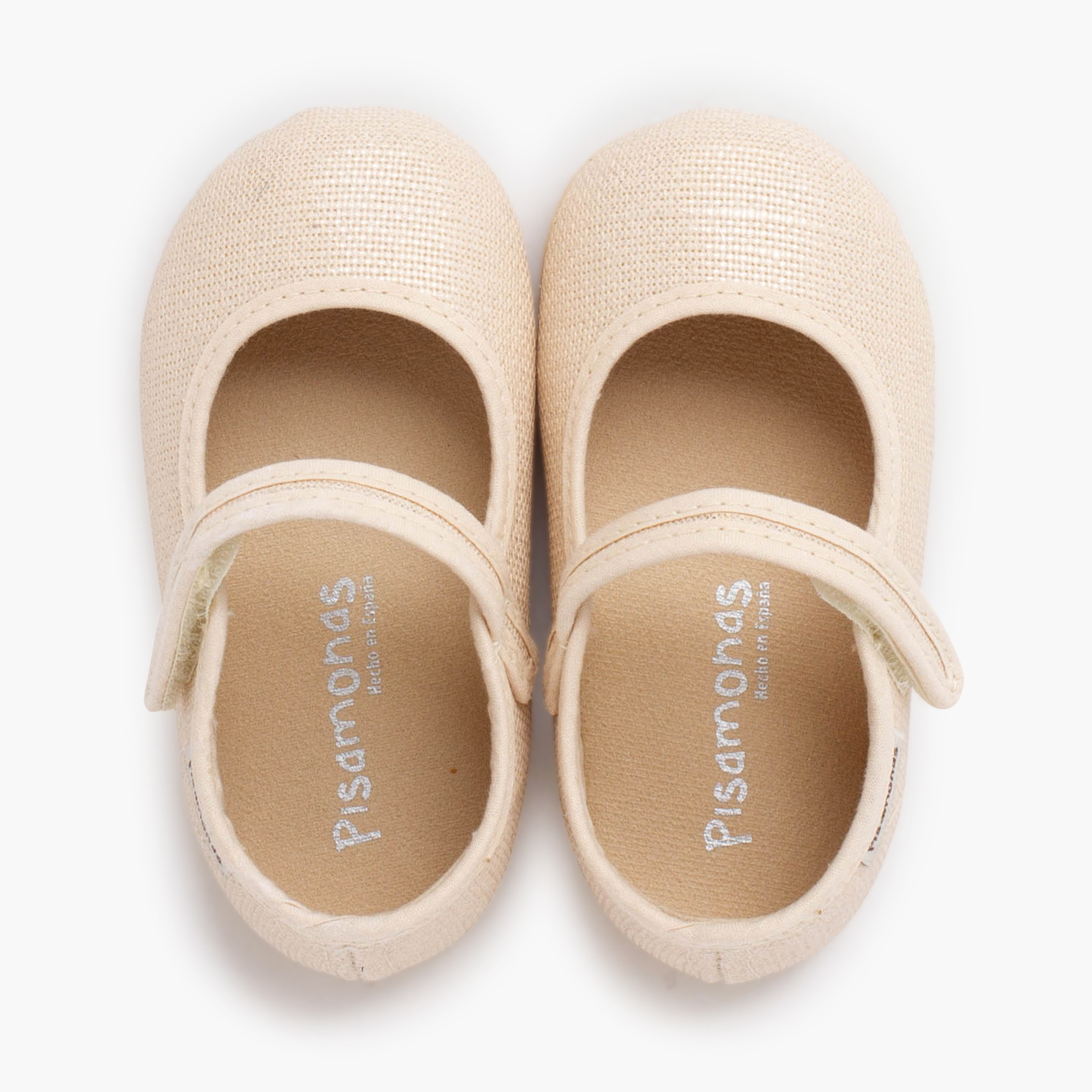 Babies barefoot lin brillant à scratch Champagne