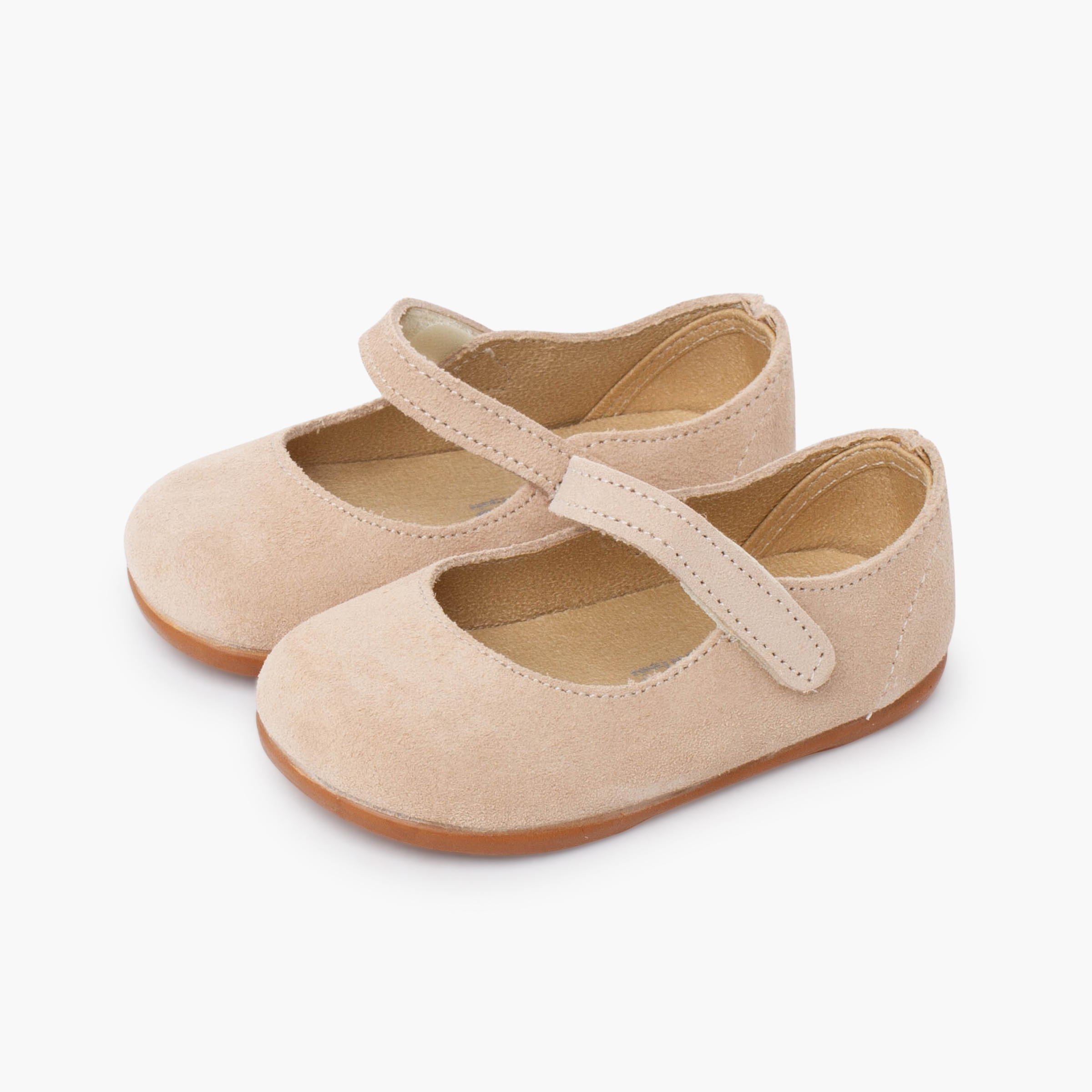 Babies barefoot suéde fille premiers pas Beige