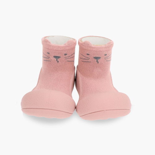 Chaussures bébé bout rond animaux bamboo Rose