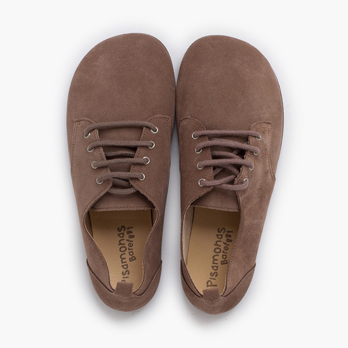Derbies à lacets barefoot suédé Taupe