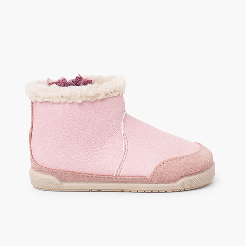 Bottes barefoot néocuir col fourrure mouton Rose