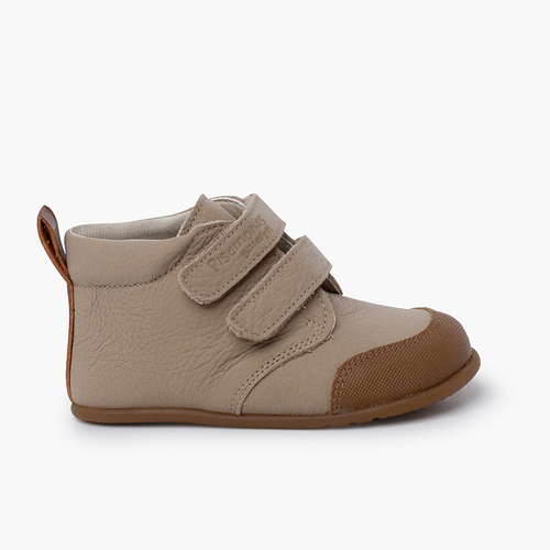 Bottines enfants barefoot cuir bout renforcé Sable