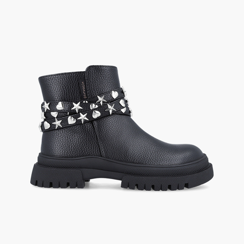 Bottes fille bride cloutée Noir