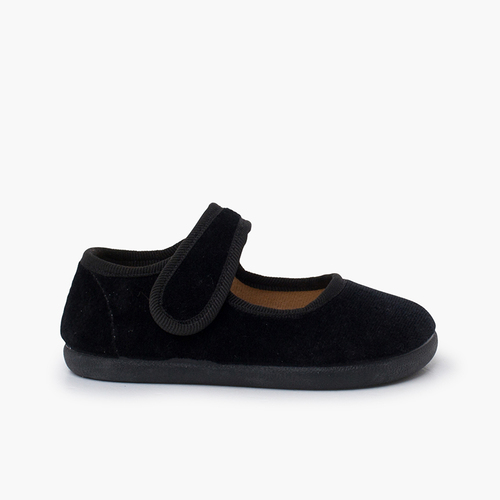 Babies barefoot velours bride scratch Noir