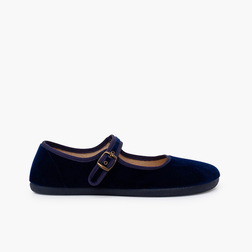 Babies barefoot velours boucle Bleu Marine