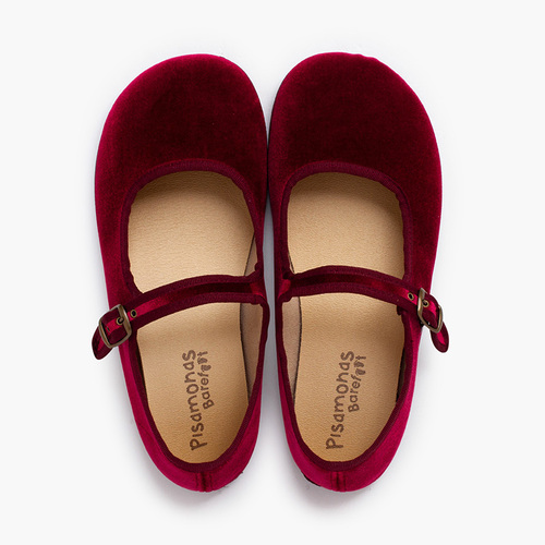 Babies barefoot velours boucle Bordeaux