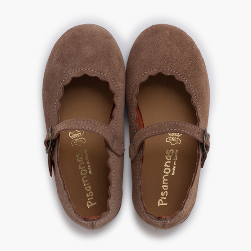 Chaussures babies suède vagues boucle Taupe
