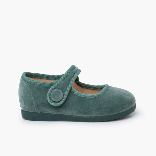 Babies velvet bride à scratch bouton Vert Eau