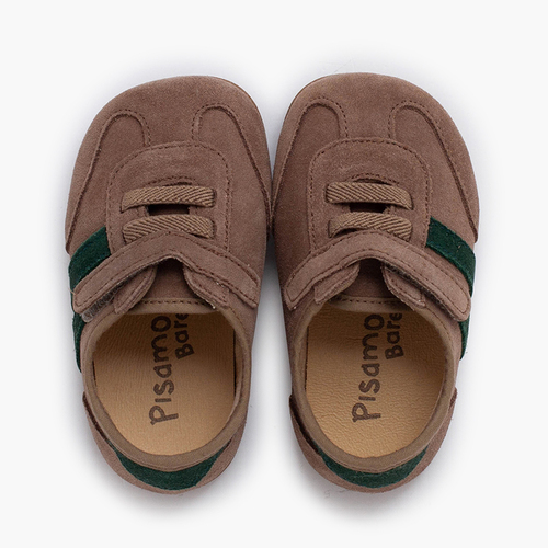Baskets barefoot bandes latérales scratch Taupe