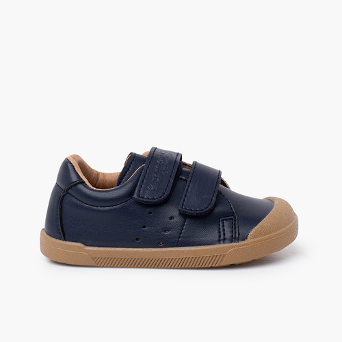 Baskets souples barefoot cuir végan Bleu Marine