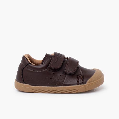 Baskets souples barefoot cuir végan Marron