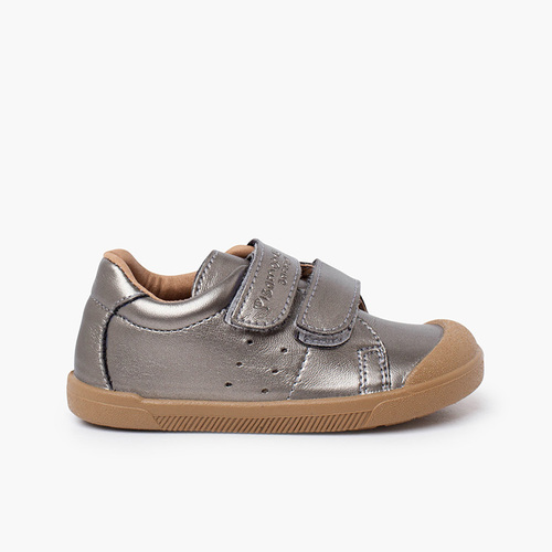 Baskets souples barefoot cuir végan effet métallisé Argent