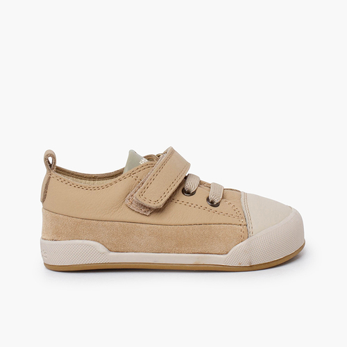 Baskets cuir bout lacets élastiques Blanditos Sable
