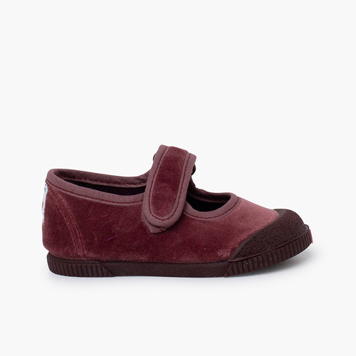 Babies barefoot velours bout caoutchouc Vieux Rose