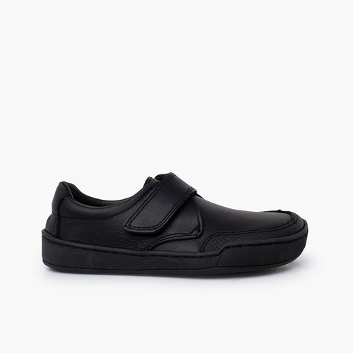 Chaussures école barefoot cuir garçon Noir