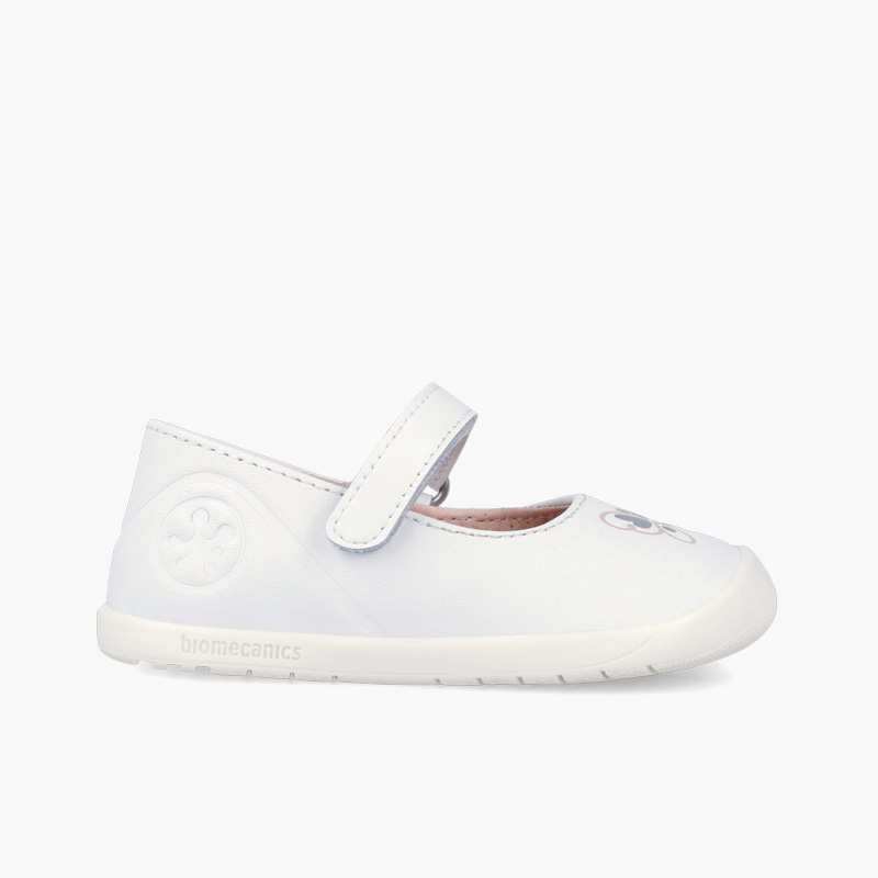 Chaussures babies barefoot cuir papillon Blanc