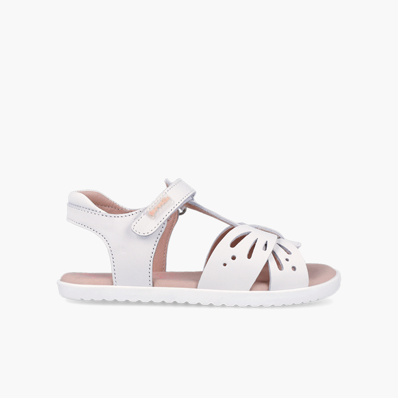 Sandales barefoot fille papillon cuir Blanc