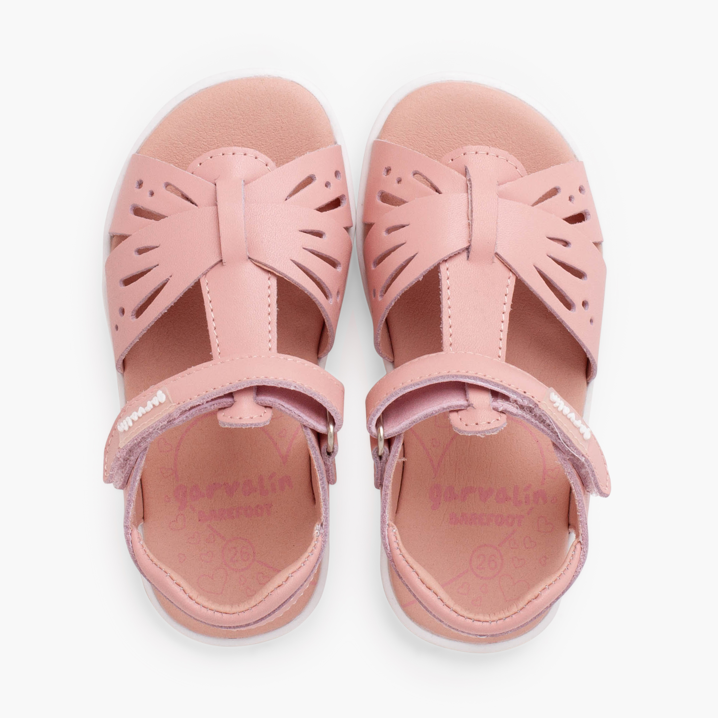 Sandales barefoot fille papillon cuir Rose