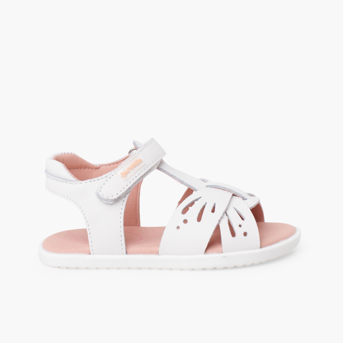Sandales barefoot fille papillon cuir Blanc