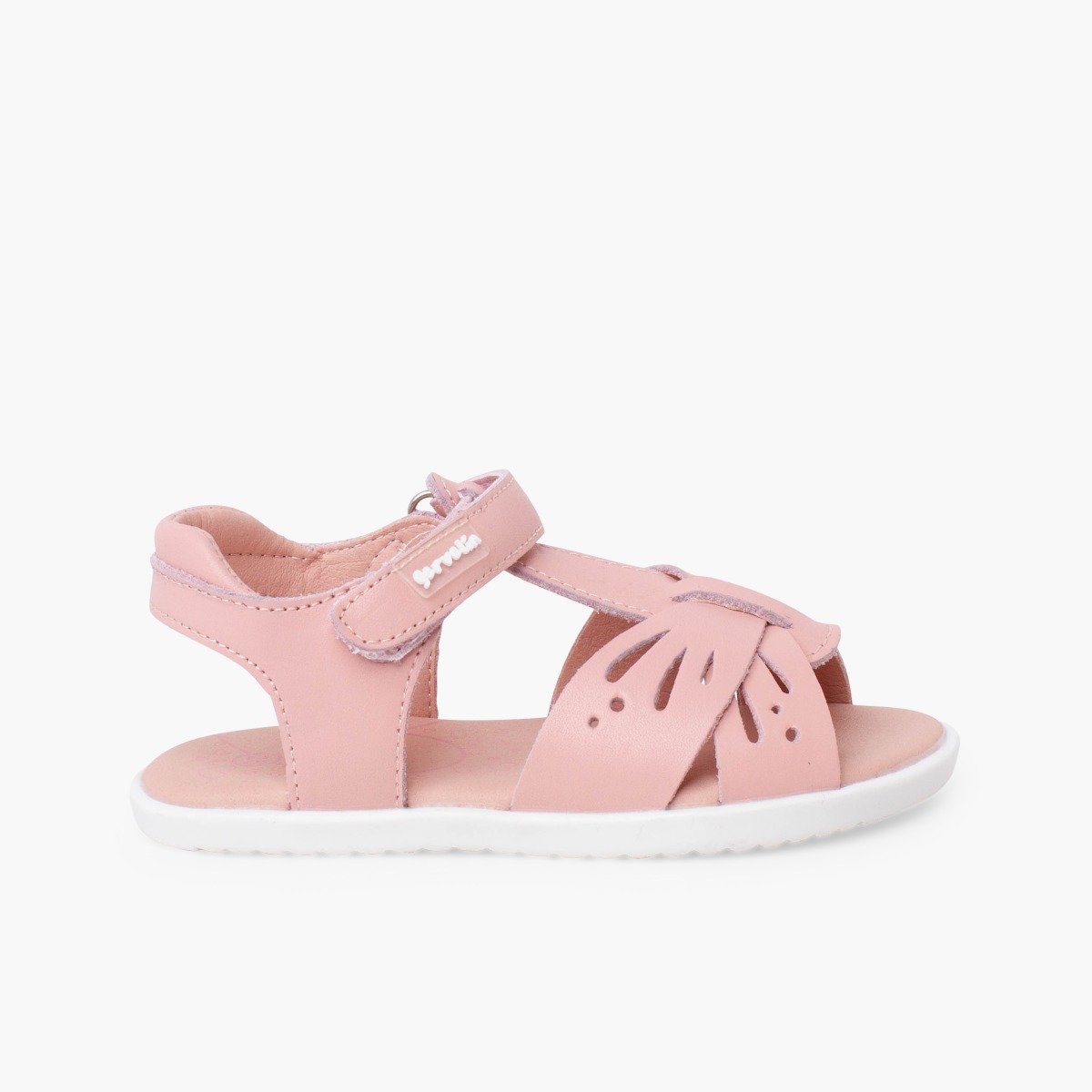 Sandales barefoot fille papillon cuir Rose