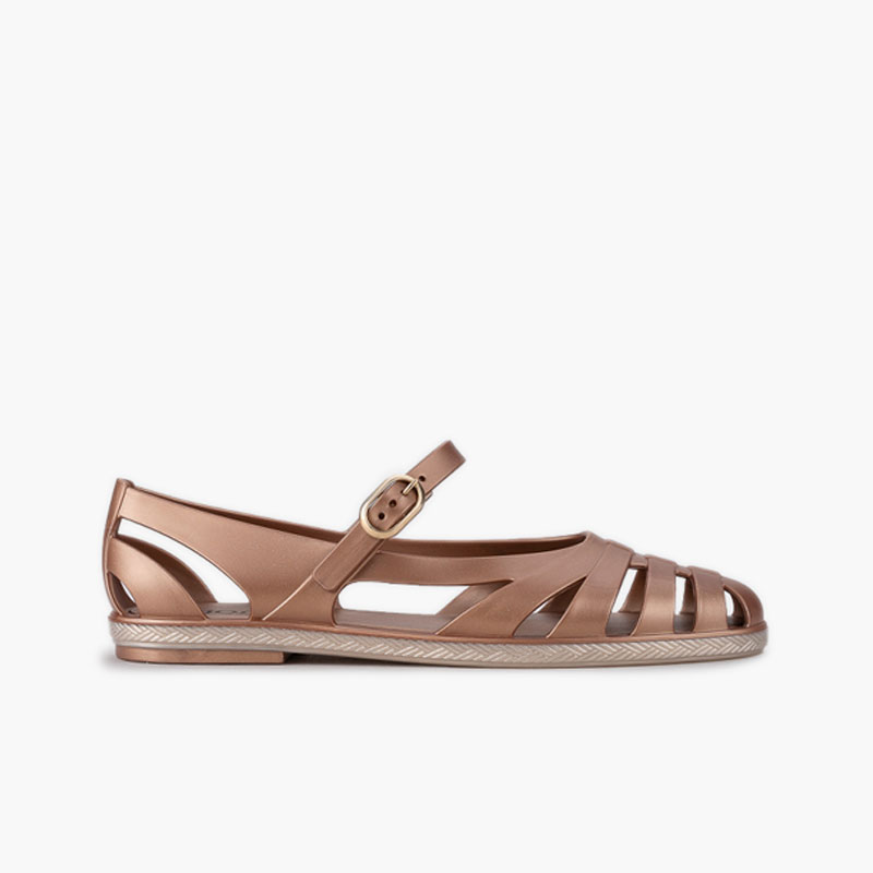 Sandales plastique femme style babies Paris métallisées Bronze