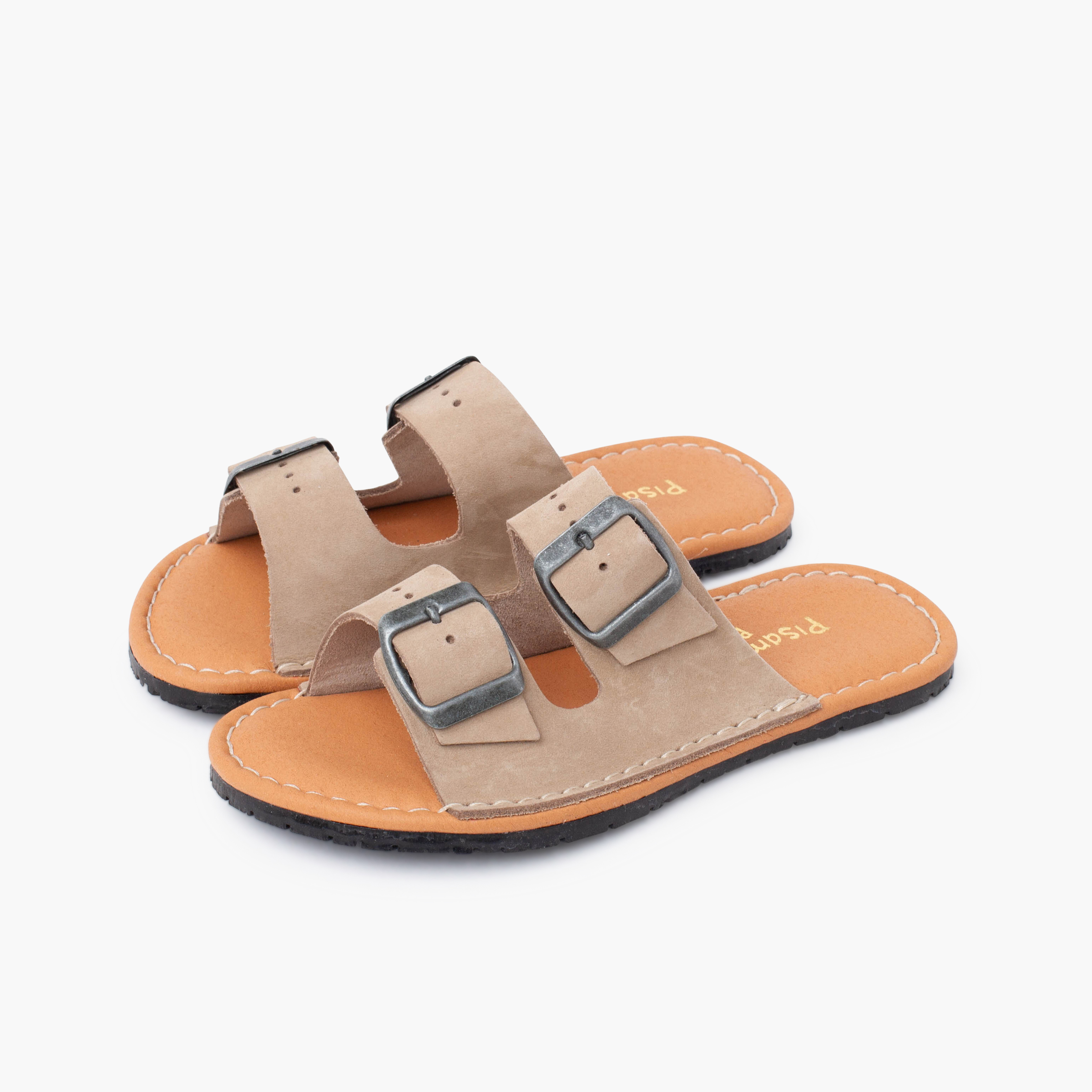 Sandales barefoot double boucle nubuck Sable