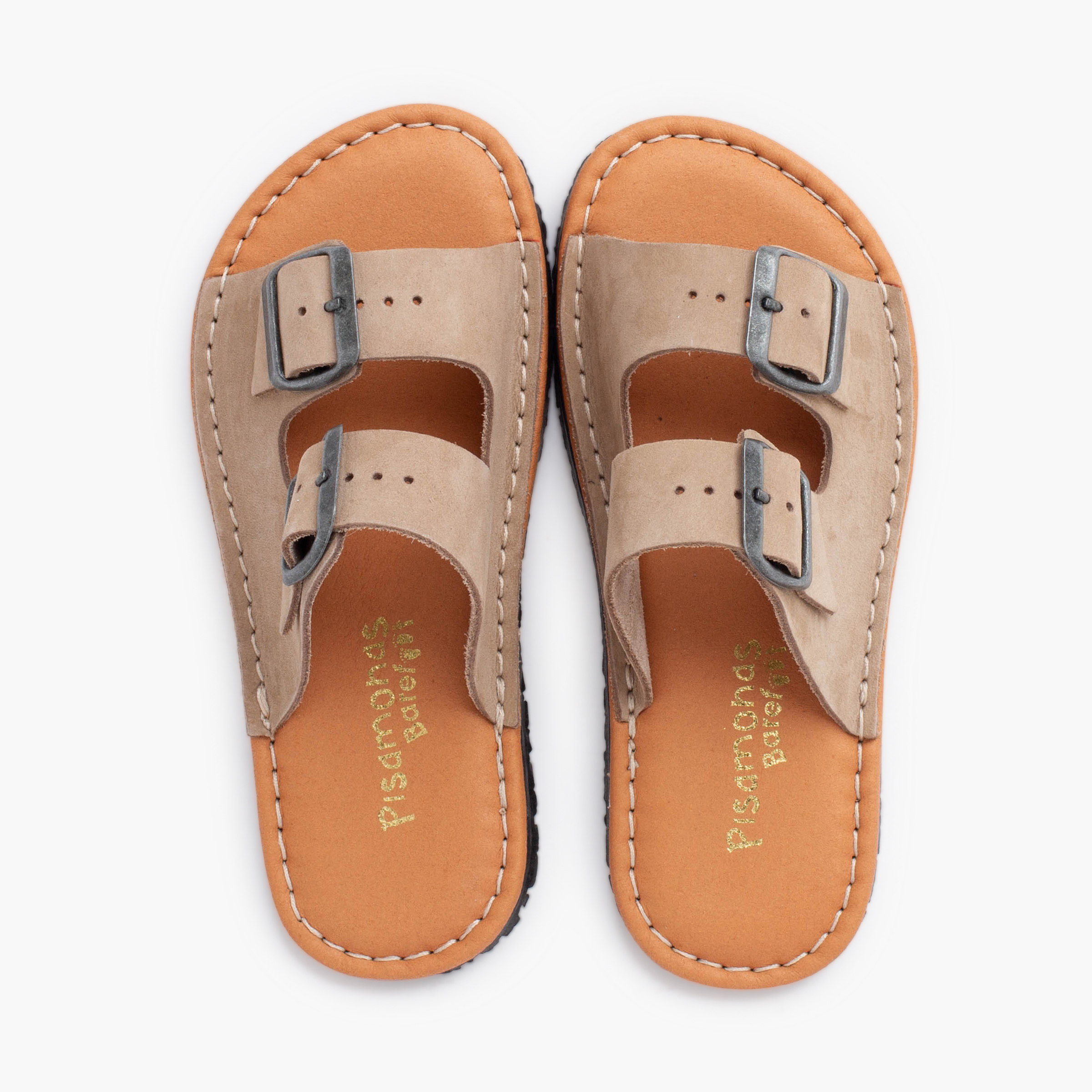 Sandales barefoot double boucle nubuck Sable
