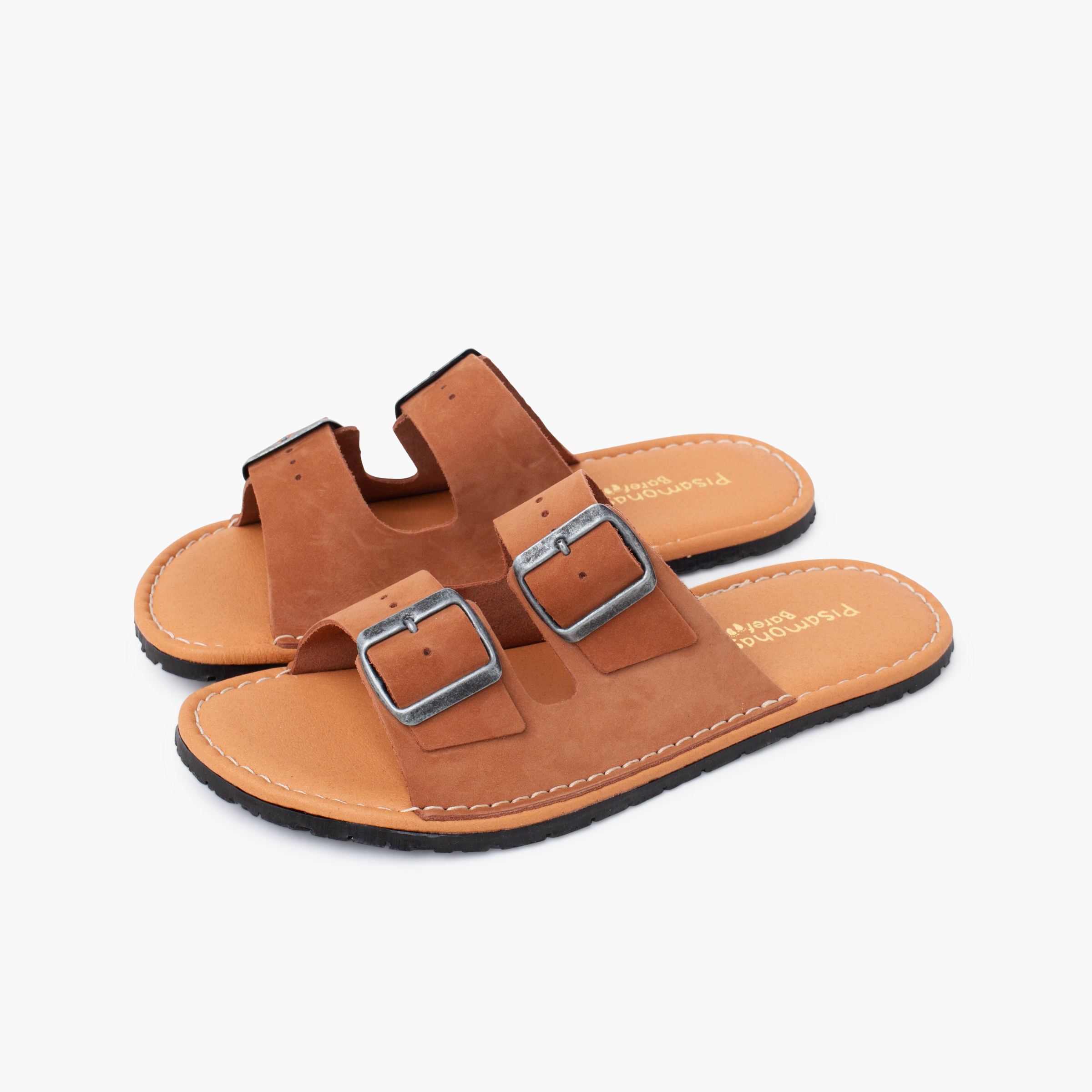Sandales barefoot double boucle nubuck Terracotta