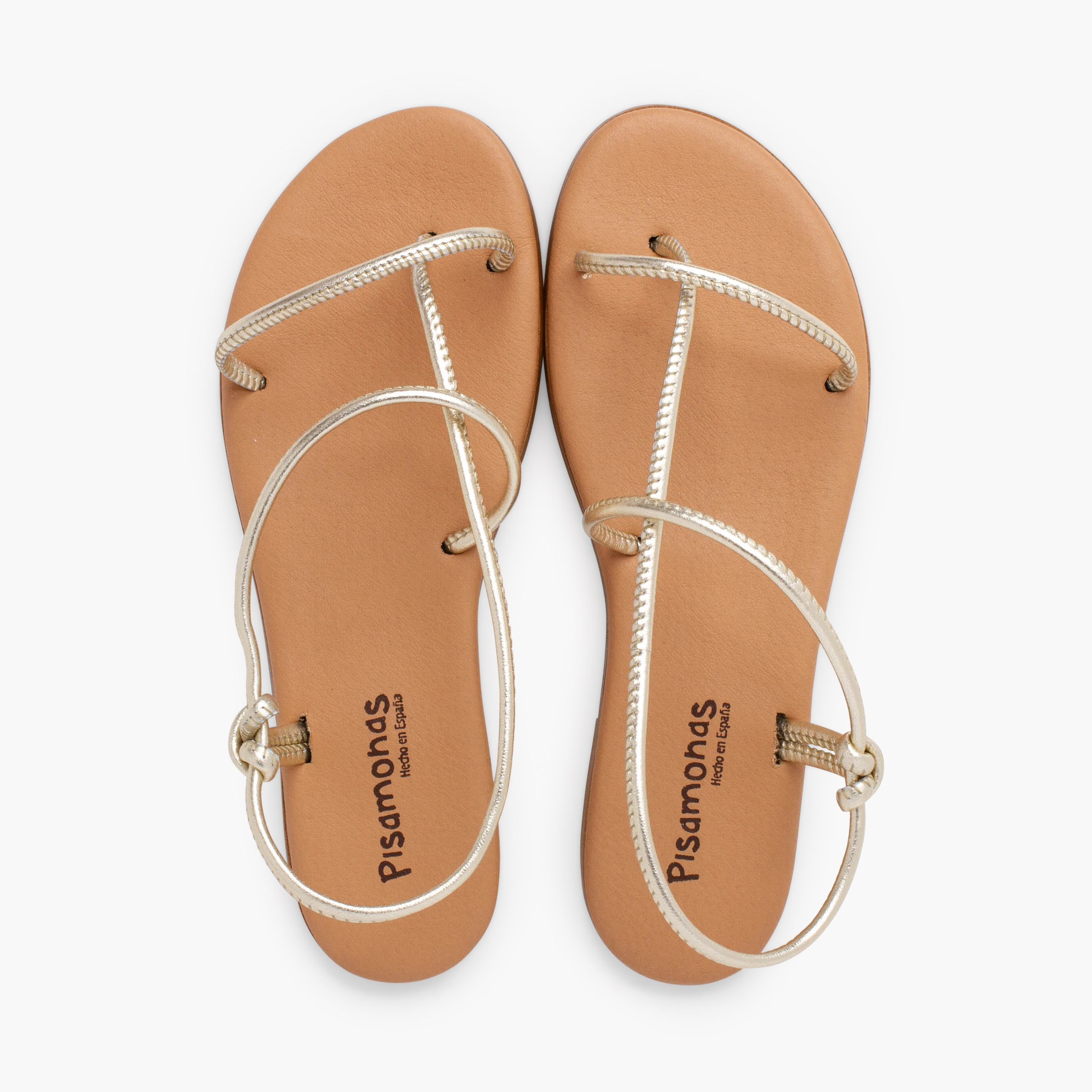 Sandales brides tubulaires semelle intérieure rembourrée Champagne
