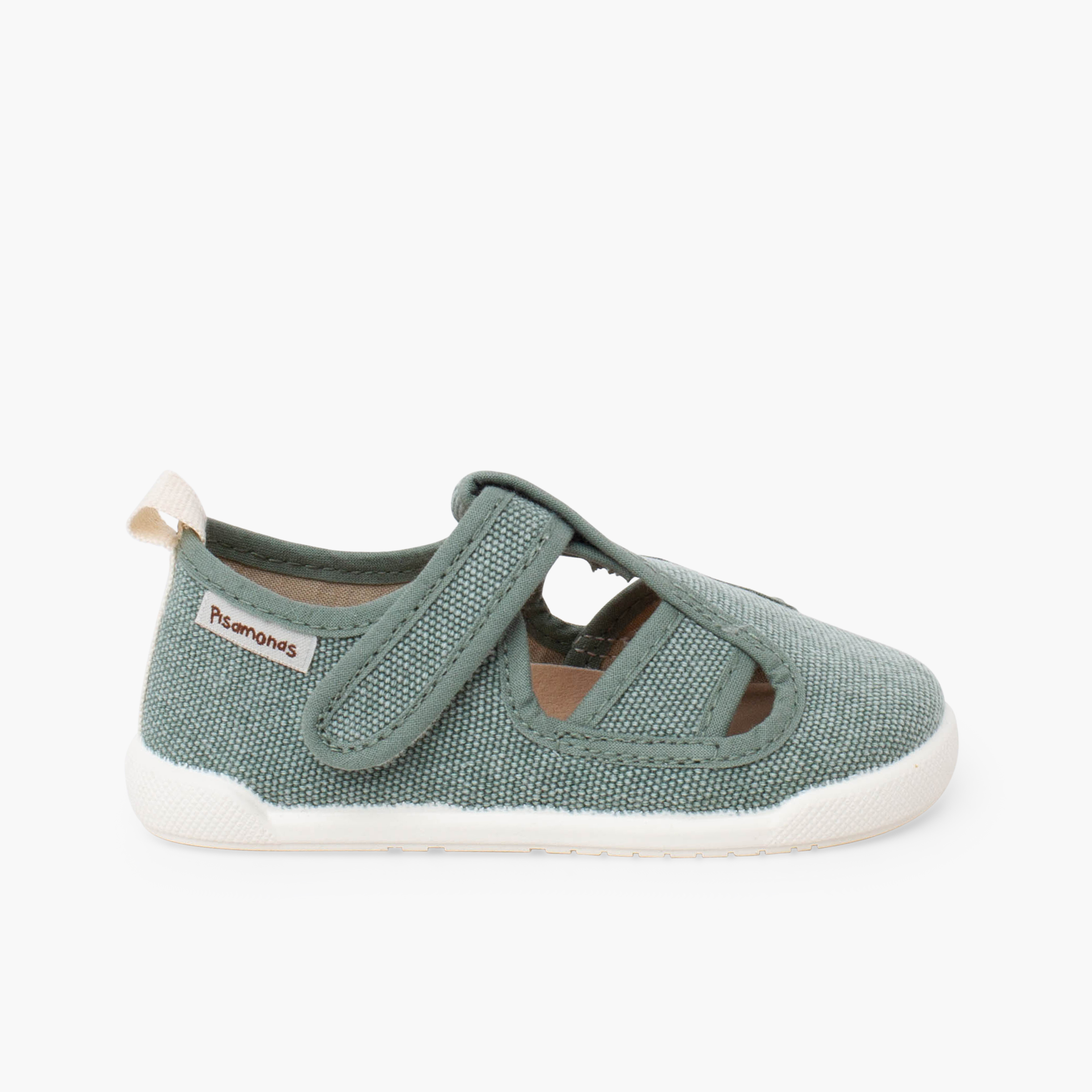 Sandales fermées barefoot toile garçon Vert