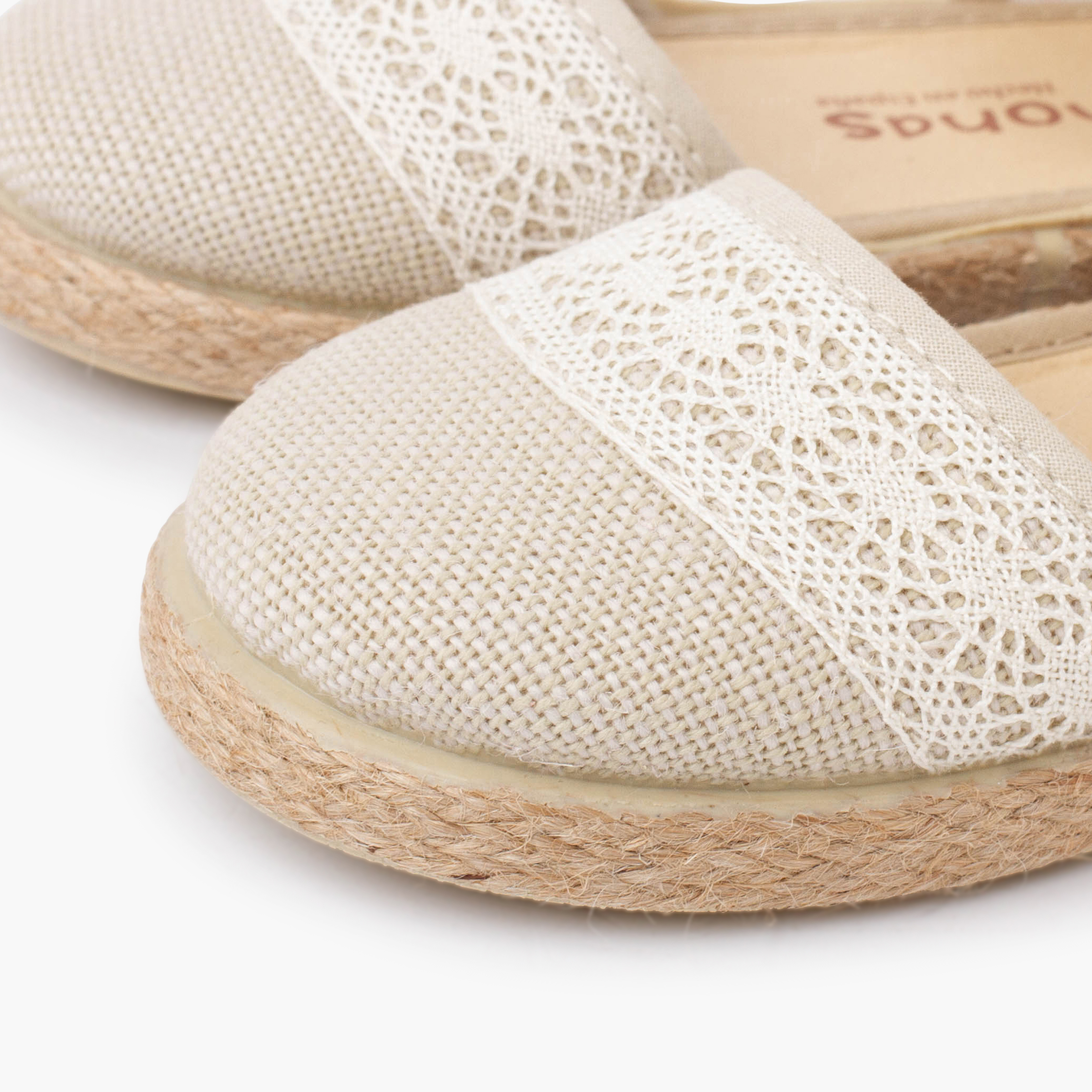 Espadrilles cérémonie lin dentelle aux fuseaux Écru