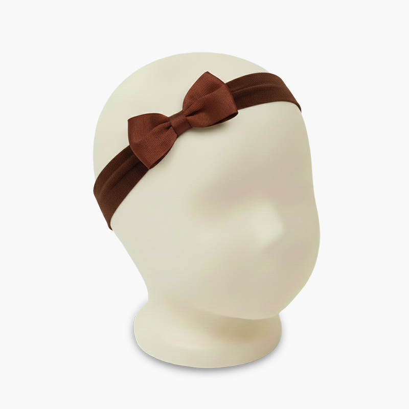Bandeau élastique turban nœud Marron