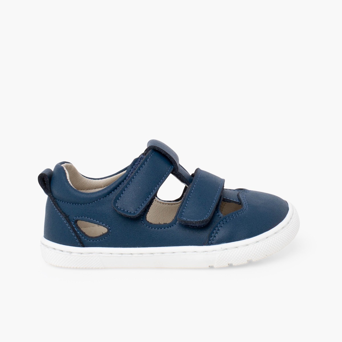 Sandales barefoot double fermeture nappa garçon Bleu navy