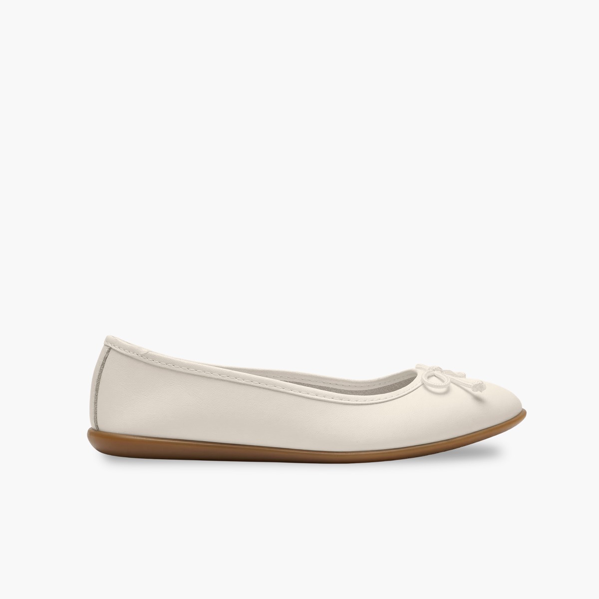 Ballerines cérémonie cuir lavable nœud Beige