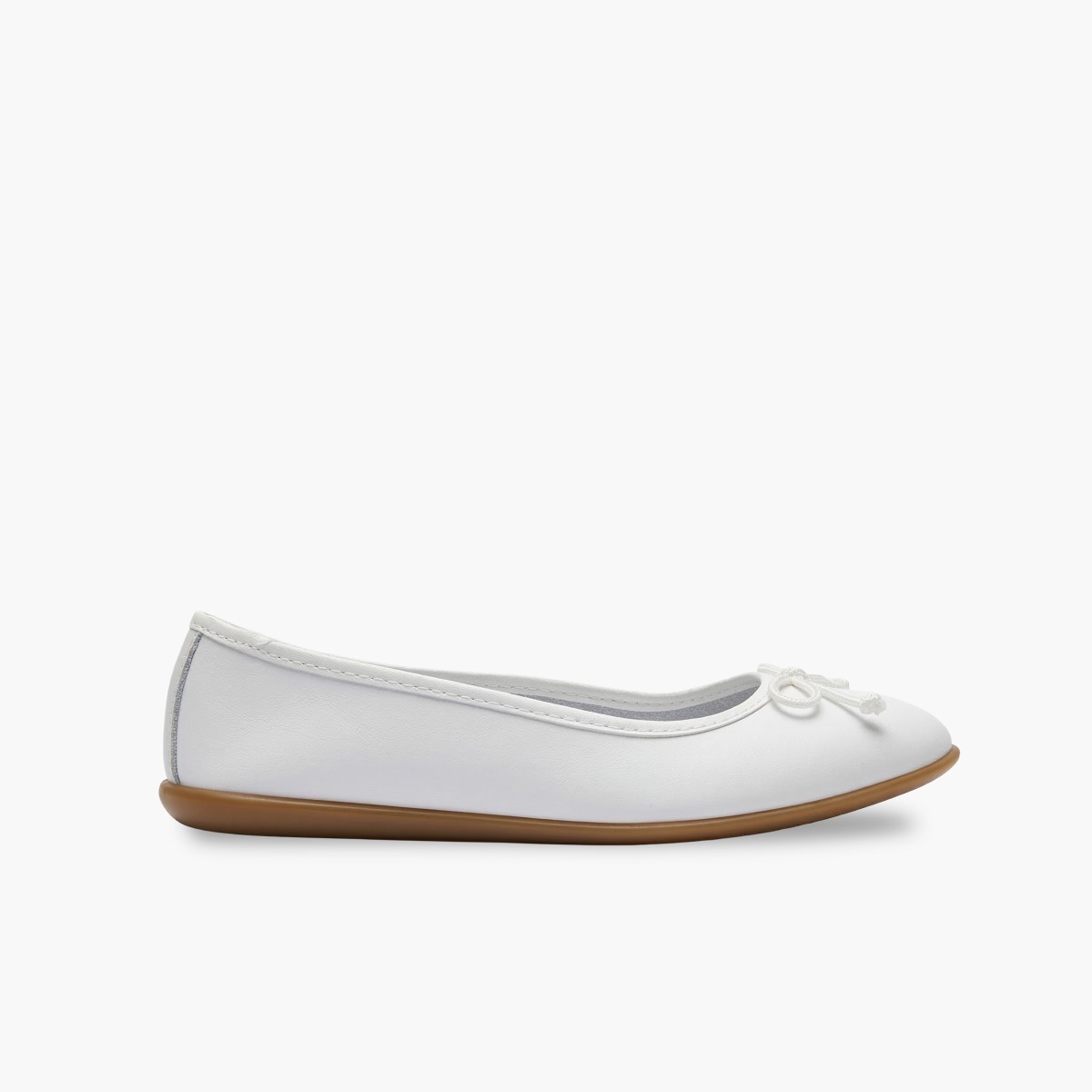 Ballerines cérémonie cuir lavable nœud Blanc