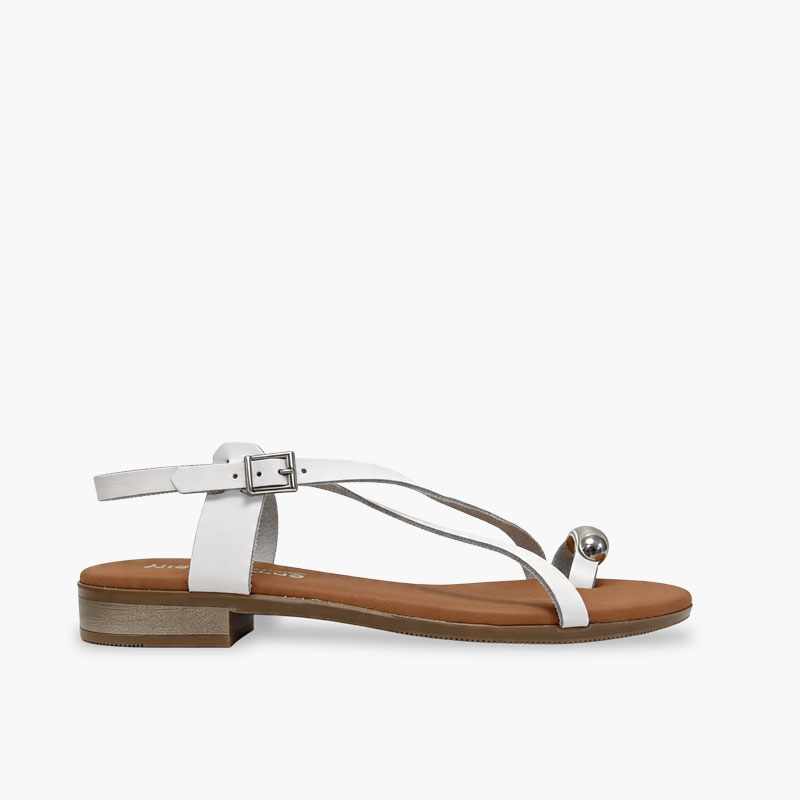 Sandales à boucle fille et femme ornement doigt Blanc