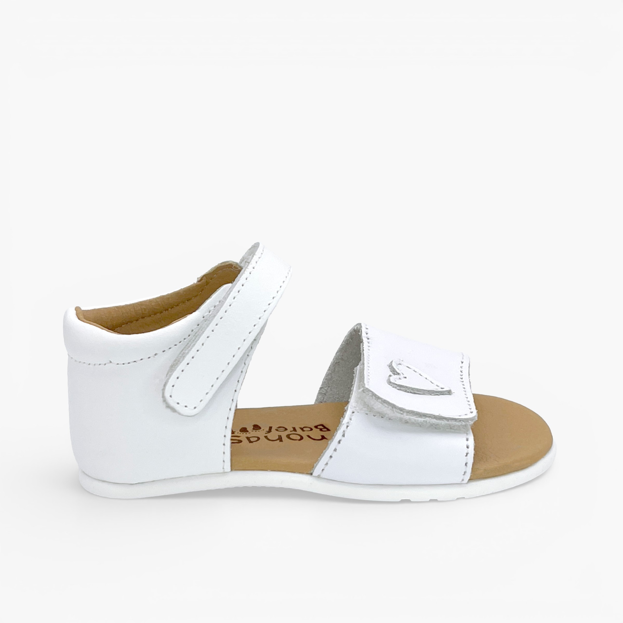 Sandales barefoot fille bride scratch cœur Blanc