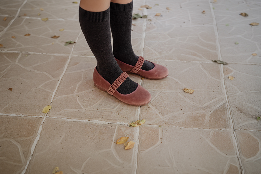 Chaussures babies velours bride froncée