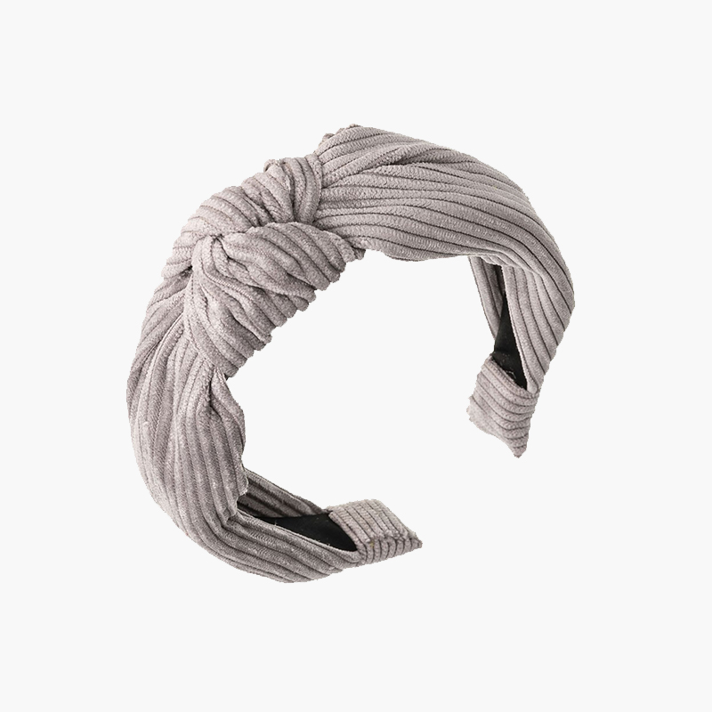 Bandeau à nœud en velours côtelé Gris clair