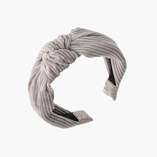 Bandeau à nœud en velours côtelé Gris clair