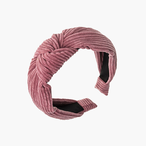 Bandeau à nœud en velours côtelé Rose de France
