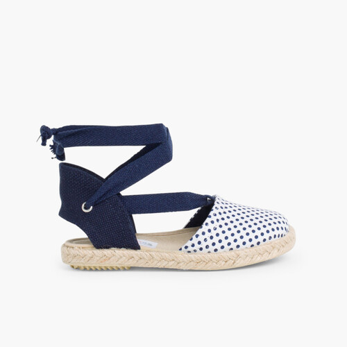 Espadrilles Valenciennes à Pois Bleu Marine